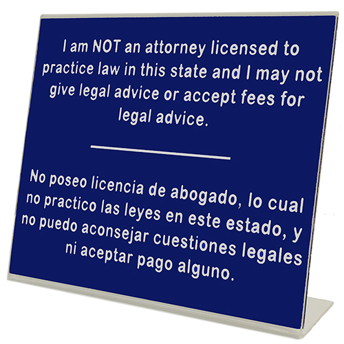 I Am Not a Lawyer Idaho Notary Desk Sign